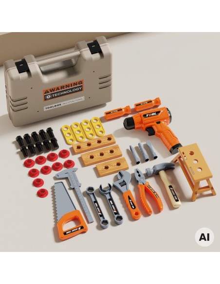 Little Handyman's Tool Set 45 pcs - Suitcase and Screwdriver