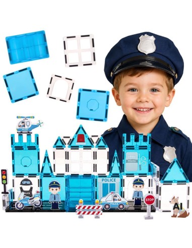 Magnetic blocks Police Station 42 pieces - WOOPIE