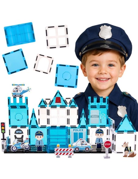 Magnetic blocks Police Station 42 pieces - WOOPIE