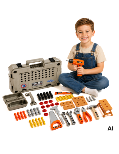 Little Handyman's Tool Set 78 pcs - Suitcase and Screwdriver