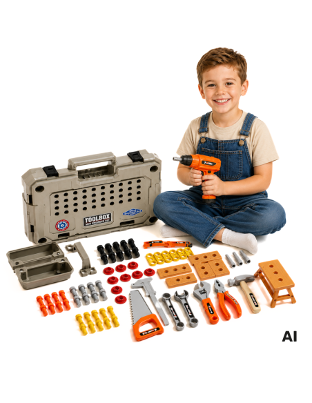 Little Handyman's Tool Set 78 pcs - Suitcase and Screwdriver