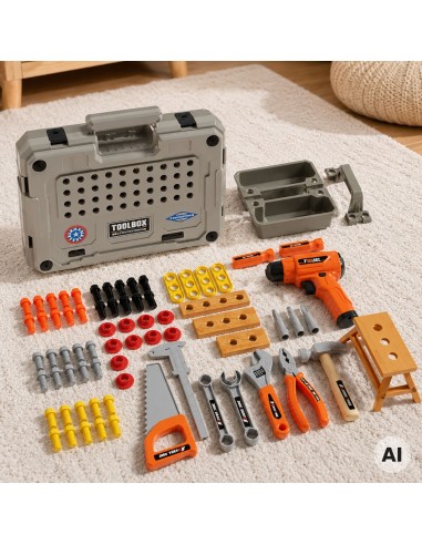 Little Handyman's Tool Set 78 pcs - Suitcase and Screwdriver
