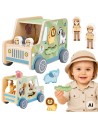TOOKY TOY wooden safari activity car - animals 9 pcs.