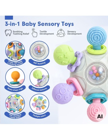 Woopie 3-in-1 sensory toy - teether and rattle