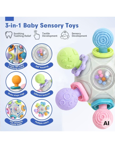 Woopie 3-in-1 sensory toy - teether and rattle