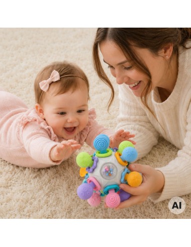 Woopie 3-in-1 sensory toy - teether and rattle