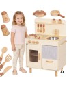 TOOKY TOY wooden beige kitchen for children - 10-piece set