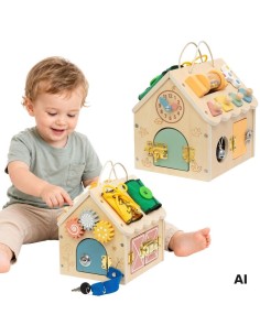 TOOKY TOY medinis manipuliacinis namelis - žaislas su spynomis