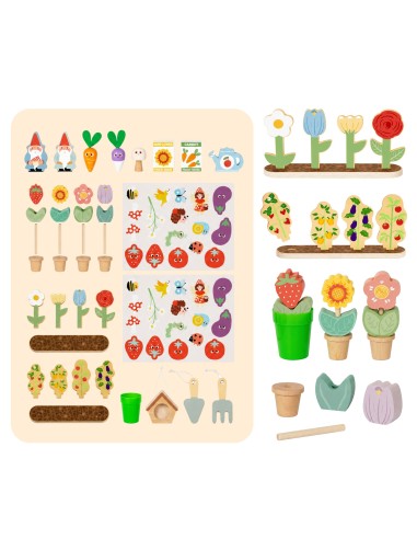 Tooky Toy 57-piece Garden Cart Shop - Wooden Toy
