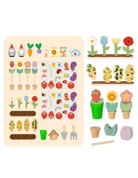 Tooky Toy 57-piece Garden Cart Shop - Wooden Toy