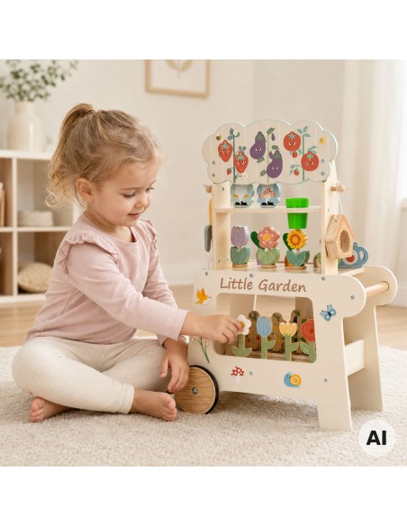 Tooky Toy 57-piece Garden Cart Shop - Wooden Toy