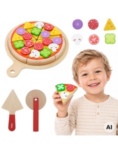 VIGA Wooden Pizza Slicer 27 Pieces for Children