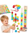 VIGA Wooden Beads for Stringing and Sequencing 64 pcs.