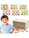 VIGA wooden puzzle with handles - set with shelf 18m+