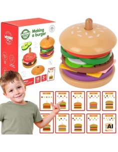 WOOPIE GREEN Drewniany Burger Restauracja Układanka dla Dzieci 15 el. Certyfikat FSC 2