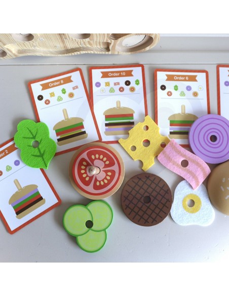 WOOPIE GREEN Wooden Burger for Children 15 pcs FSC