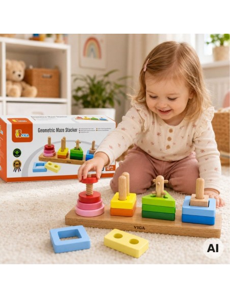 VIGA Wooden Geometric Sorter Maze - Educational Toy