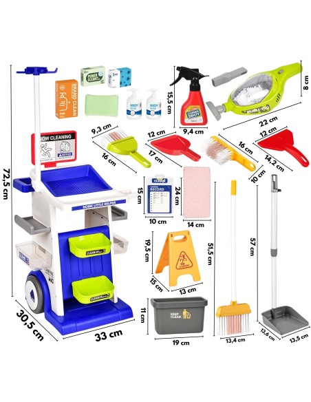 Children's cleaning set - trolley and vacuum cleaner 22 pieces
