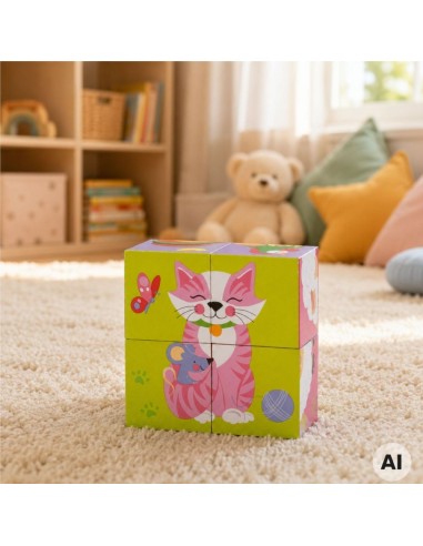 VIGA Wooden Farm Puzzle - 4 Educational Blocks