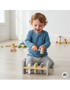 Wooden colorful Viga punch - educational toy with a hammer and eco 2