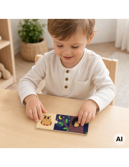 VIGA Puzzle Logiczne ze Zwierzętami - Edukacyjna Układanka dla Dzieci