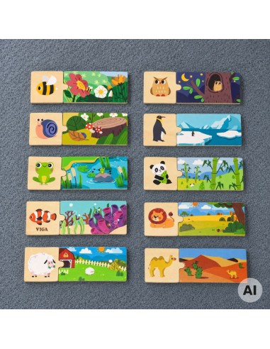 VIGA Puzzle Logiczne ze Zwierzętami - Edukacyjna Układanka dla Dzieci