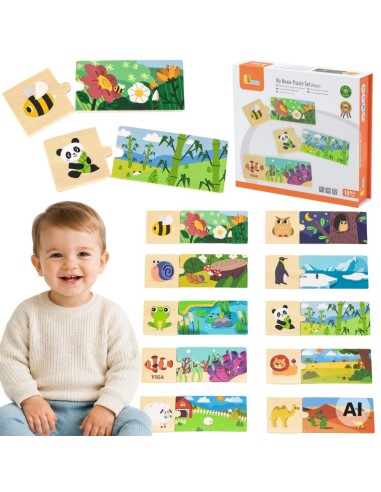 VIGA Puzzle Logiczne ze Zwierzętami - Edukacyjna Układanka dla Dzieci