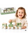 VIGA PolarB Green Train with Carriages - Blocks for Children