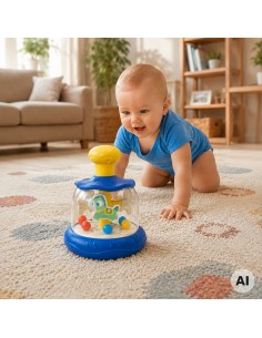 WOOPIE BABY Colorful Horses Blue Spinning Top Carousel with Balls 2