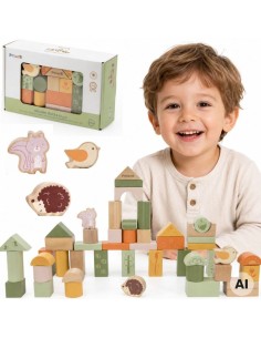 VIGA PolarB Montessori Wooden Blocks - Animals 50 pcs.