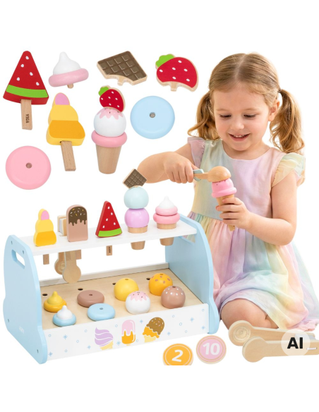Hölzerne Eisdiele-Shop von Viga – Entwicklung und Spaß für Kinder!