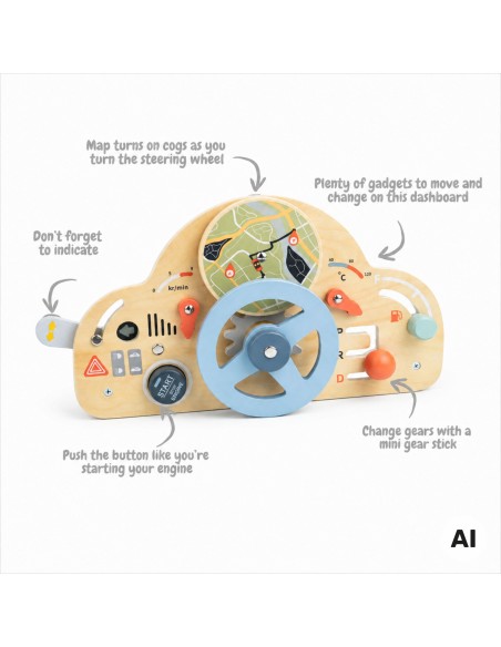 Tooky Toy Car Control Panel - Wooden Steering Wheel