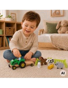 VIGA Wooden Tractor with Animals - Farm and Homestead 2