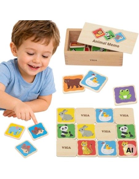 Holz-Memoryspiel Memo Tierchen Viga | Lernspielzeug