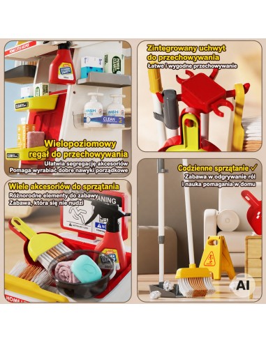 Children's cleaning trolley with vacuum cleaner and mop Little Helper
