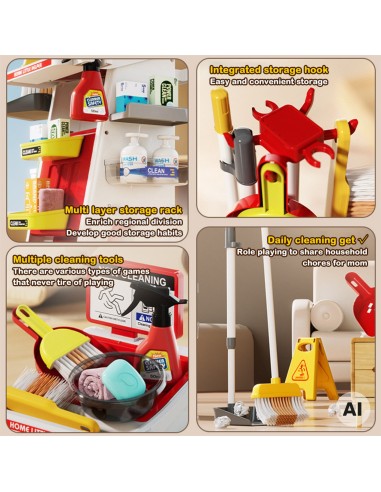 Children's cleaning trolley with vacuum cleaner and mop Little Helper