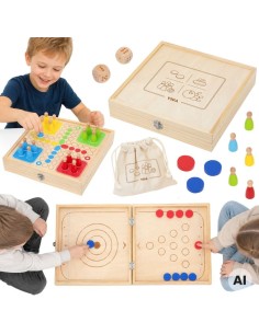VIGA Wooden 4-in-1 Arcade Game Table Hockey Curling Bowling Ludo