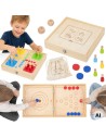 VIGA Holz-Geschicklichkeitsspiel 4-in-1 Tischhockey Curling Bowling Ludo