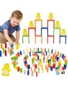 VIGA wooden domino track - set of 116 blocks and 6 cards