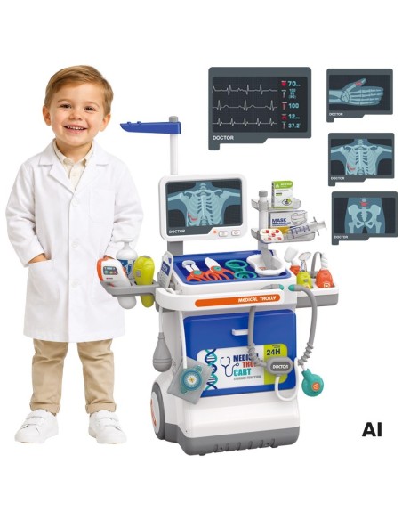 Interaktiver Arztwagen Kleiner Doktor – Arzt-Set mit Zubehör, EKG, Röntgen, Sound