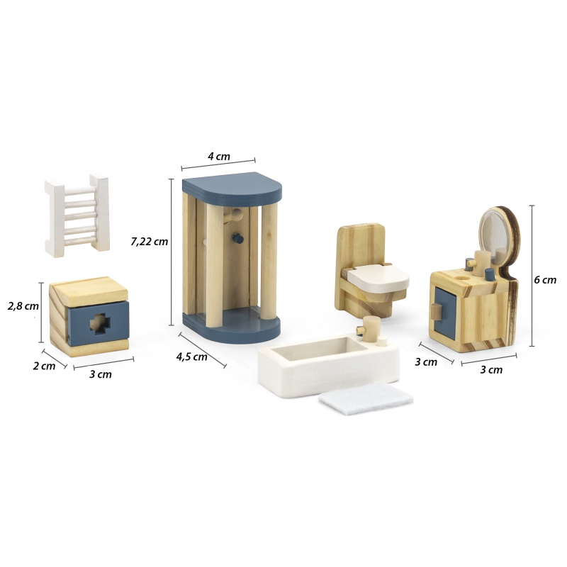 VIGA PolarB Zestaw Mebelków do Domku dla Lalek  Łazienka