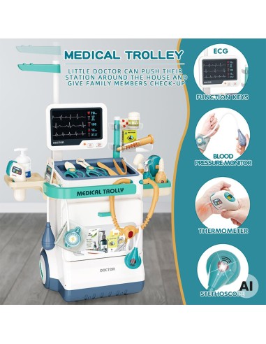 Educational Doctor's Trolley Little Doctor EKG Sound Light 26pcs
