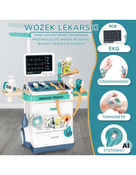 Educational Doctor's Trolley Little Doctor EKG Sound Light 26pcs