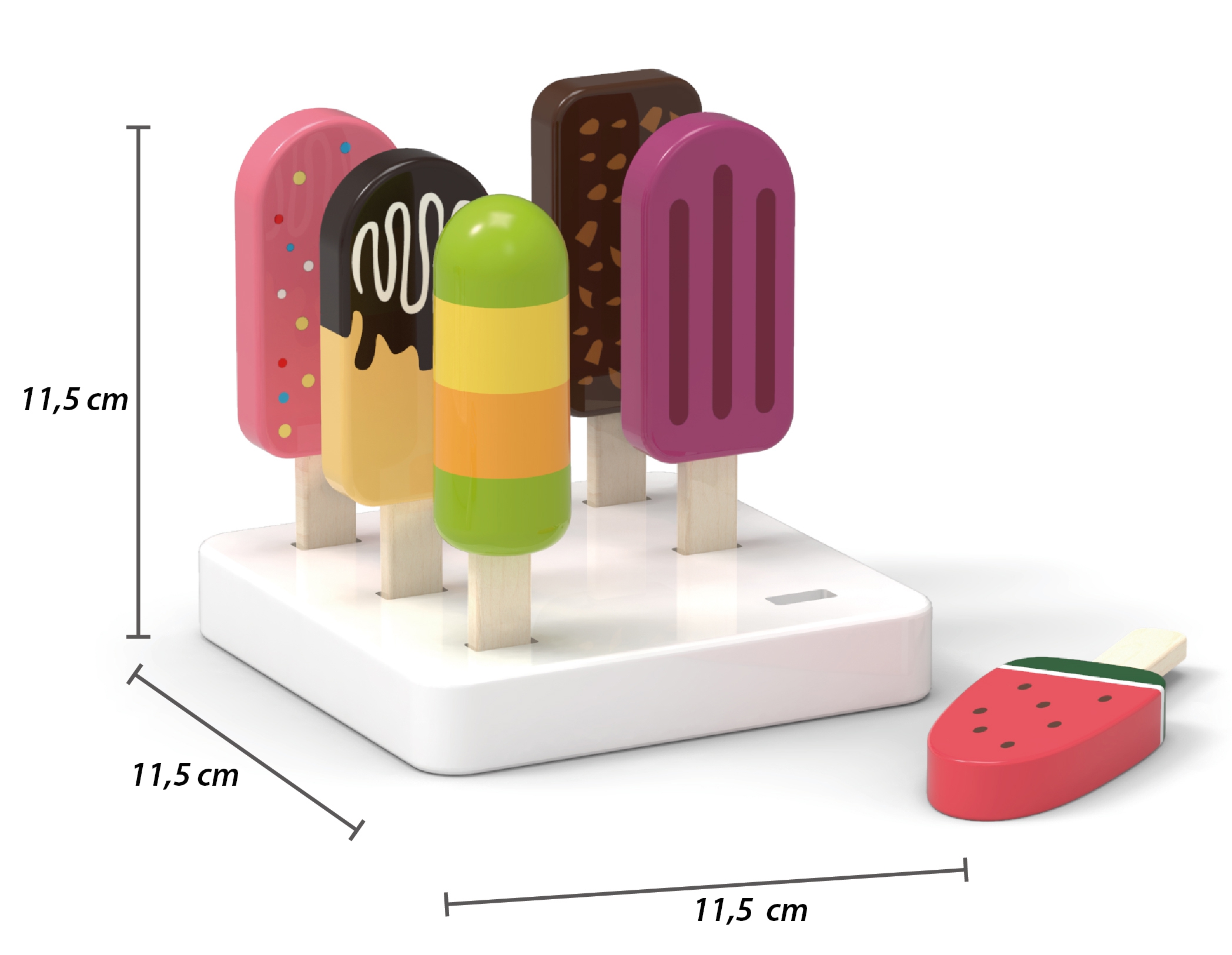 VIGA Zestaw Drewnianych Lodów na Patyku ze Stojakiem  6 szt.