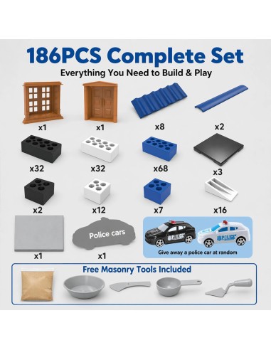 WOOPIE Police Station Brick Construction Set 186 pcs.