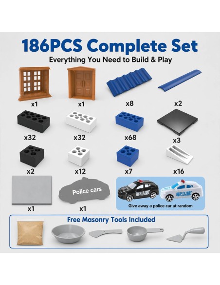WOOPIE Police Station Brick Construction Set 186 pcs.