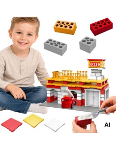 Fire Station Construction Set 140 pieces WOOPIE