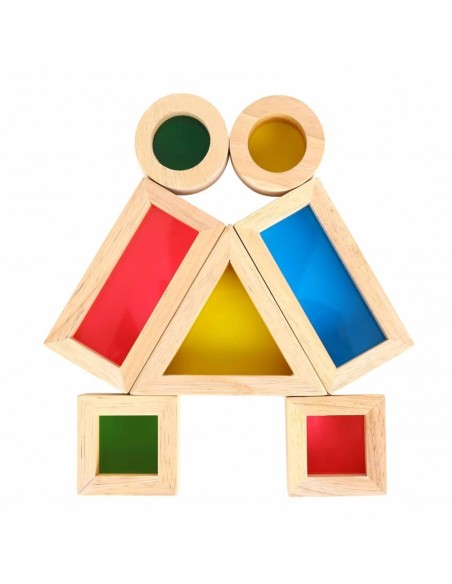 Tooky Toy Wooden Mirror Blocks - Colorful Education and Sensory Development