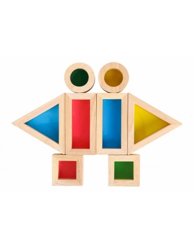 Tooky Toy Wooden Mirror Blocks - Colorful Education and Sensory Development