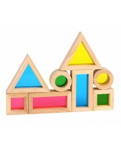 Tooky Toy Wooden Mirror Blocks - Colorful Education and Sensory Development 2